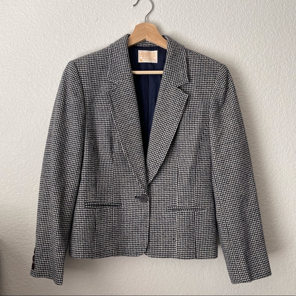 Vintage Navy Wool Pendleton Herringbone Blazer
